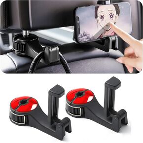 Pincuttee 2 في 1 مسند رأس السيارة خطاف مخفي 2 حزمة، خطاف مسند رأس السيارة مع حامل هاتف، خطاف ظهر المقعد للمحافظ والحقائب، منظم تخزين المركبات العالمي (أحمر، قطعتين) in Kuwait
