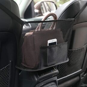Purse Holder for Car - Car Handbag Holder Between Seats - Net Pocket Organizer for Handbag Storage Between Seats - Dog Car Barrier - Car Accessories for Women and Men (Black) in Saudi Arabia