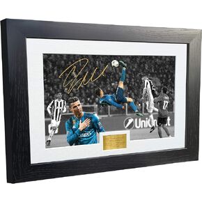 Large A3+ Print Cristiano Ronaldo 12x8 A4 Signed "The Overhead Goal" / "Juventus 0 vs Real Madrid 3" Autograph Photo Photograph Picture Frame Soccer Gift