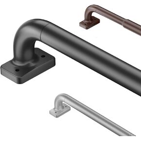 Black Wrap Around Curtain Rod Telescoping with Brackets,1 Inch Diameter Adjustable Blackout Curtain Rods for Windows 48 to 78 Inch