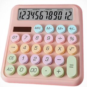 Desktop Calculator Cute Candy Color - 12 Digit Standard Basic Calculator, Cute Desk Calculator Dopamine Color Design, As a Gift for Colleagues, Kids,Classmates