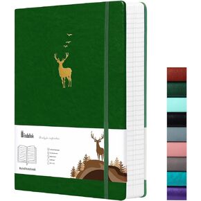 College Ruled Journal Notebook- 312 Pages A4 Softcover Large Journal, 100GSM Thick Paper, Leather Journal for Women Men Work School, 8.5''×11''-Black
