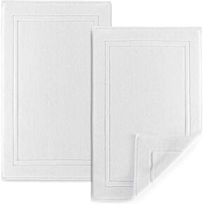 ALIBI Bath Mat Floor Towel Set | 2 Pack of Super Soft & Absorbent Luxury Cotton Towels | Hotel, Spa, Shower & Bathroom Step Out of Tub Floor Mats [NOT a Bathroom Rug] |Machine Washable-Beige44 X 26