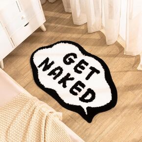Get Naked Bath Mat Black,Cute Get Naked Bathroom Rugs,Soft Non Slip Bath Rugs Funny Shower Floor Mat,Halloween Bath Mat Bathroom Apartment Decor 33.5x20inch