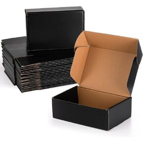 Dicunoy 30 Pack CardBoard Boxes, 9 x 6 x 3 Inches Small Shipping Boxes, Black Corrugated Cardboard Box for Mailing Packing Literature Mailer, Packaging Boxes for Gift, Small Business
