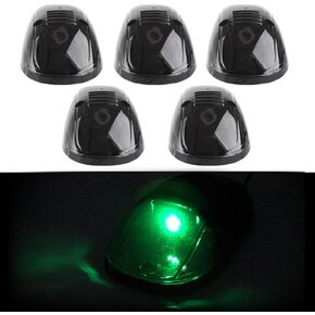 cciyu Cab Marker Light 5x T10-6-3020-SMD Green Top Roof Running Bulbs with 5x Smoke Cab Roof Light Base Replacement Cab Marker Assembly for 2012-2016 For Dodge for Ram 1500 2500 3500 4500 5500
