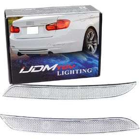 iJDMTOY Clear Lens Rear Bumper Reflector Lenses Compatible With 2013-2015 Pre-LCI BMW F30 F31 F32 F33 3 4 Series Regular Bumper, OE-Spec LH RH Assembly (Will NOT Fit GT GC, Sports Bumper or M3/M4)