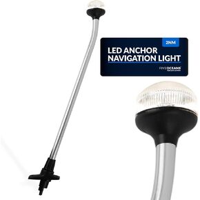 Five Oceans Anchor Light - Stern Lights for Boats, 2NM USCG, 12V DC, Removable Pole, 24-Inch Fixed Plug-in Mount LED Boat Stern Light for Pontoon, Fishing, Bass Boats - FO1883