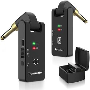 Wireless Guitar System 2.4 Ghz Guitar Bass Transmitter and Receiver with Battery Case for 6.35mm 3.5mm Mono Audio Electric Music Instruments (WP8)