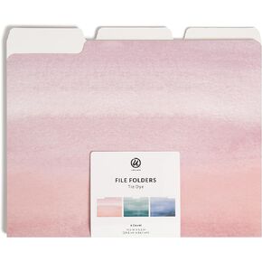 U Brands Tie Dye File Folders, Office Supplies, 1/3-Cut Tabs in Assorted Positions, Letter Size, Multicolored, 9 Count