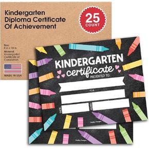 25 Colorful Kindergarten Diploma Certificate of Achievement - Kindergarten Graduation Certificates for Kids, Kindergarten Certificates of Completion, Kindergarten Awards Certificates, Awards for Kids