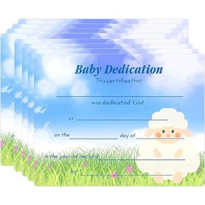 wootile Certificate Baby Dedication Card 8.26 x 11 Inch Baby Dedication Certificate with Baby Lamb Christening Baby Dedication Certificates for Church Baptism Gifts 24 Pack (Colorful)