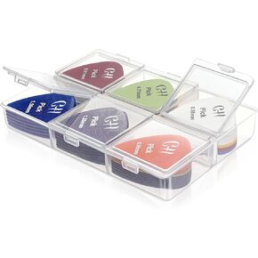 Guitar Pick Holder, 6 Grid Guitar Pick Case, 60 Capacity, Guitar Pick Storage Box, Individual Lid, Box Only