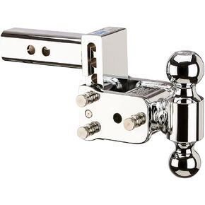 B&W Trailer Hitches Chrome Tow & Stow Adjustable Trailer Hitch Ball Mount - Fits 2" Receiver, Dual Ball (2" x 2-5/16"), 3" Drop, 10,000 GTW - TS10033C