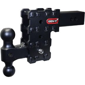 GEN-Y GH-2413X Phantom-X 16K Solid Shank Adjustable 5" Drop Hitch with GH-051 Dual-Ball for 2.5" Receiver - 16,000 LB Towing Capacity - 1,600 LB Tongue Weight