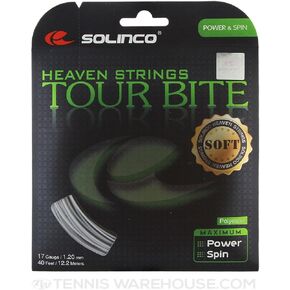 Solinco Tour Bite Soft (17-1.20mm) Tennis String (Silver) (2-Sets)