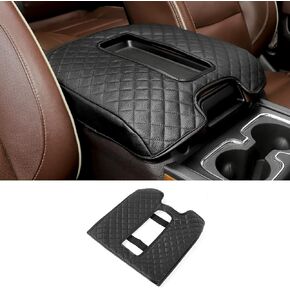 JeCar Center Console Pad PU Leather Armrest Cushion Cover Interior Accessories Compatible with Chevy Silverado & GMC Sierra 2014-2017, Black
