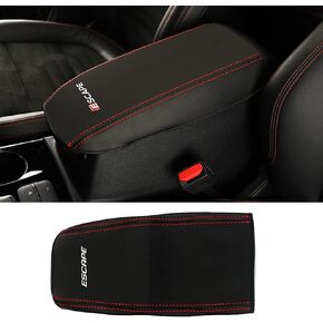 LEXLEY Armrest Box Cover Center Console Pad Waterproof Anti-Scratch Leather Protector Covers For Ford Escape 2020 2021 2022 2023 2024-Black Stitches