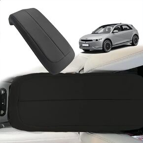 BestEvMod for Ioniq5 Center Console Armrest Pad Cover Morse Code Design Extra Soft Microfiber Leather Waterproof Protector Seat Armrest Cover Compatible with Ioniq 5 2021-2023 Accessories (Black)