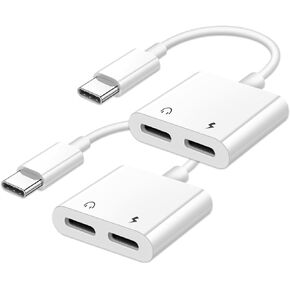 محول سماعة رأس USB من النوع C إلى USB C مزدوج مع شاحن، 2 حزمة 2 في 1 USB C Aux + مقسم محول شاحن لهاتف Samsung Galaxy S22 S21، Google Pixel 4 3 XL، iPad pro 2020/21، Huawei in Kuwait