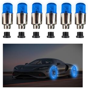 Augeny 6 PCS LED Tire Valve Stem Cap Lights, Neon Spoke Flash Light Bulb Tire Valve Lights, Waterproof Wheel Tyre Valve Dust Cap, Auto Accessories for Car Truck Motorcycle Bike (Blue)