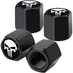 4 Pack Skull Car Wheel Tire Valve Stem Caps Airtight Dust Proof Covers Universal Tire Air Valve Caps for Cars, Trucks, Bicycles, Car Accessories for Men and Women White