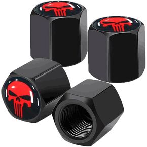 4 Pack Skull Car Wheel Tire Valve Stem Caps Airtight Dust Proof Covers Universal Tire Air Valve Caps for Cars, Trucks, Bicycles, Car Accessories for Men and Women White