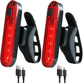 2 Pack USB Rechargeable LED Bike Tail Light Bicycle Rear Light Cycling Night Essential Reflector Seat Back Safety Lamp 4 Modes Waterproof Bright Warning Flash MTB Light for Men Women Kids