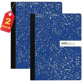1InTheOffice Composition Notebook, College Rule Notebook, 200 Pages (100 Sheets), Blue, 7 1/2" x 9 3/4", 2 Pack