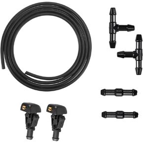 Front Windshield Washer Nozzles Kit Compatible with 2004-2013 Ford F150,Replaces OE: 3W7Z17603AA Washer Jet and Fluid Hose with Connector