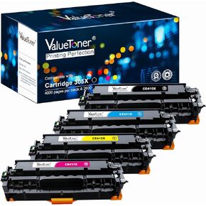 Valuetoner Remanufactured Toner Cartridge Replacement for HP 305A 305X CE410A CE410X CE411A CE412A CE413A for Laserjet Pro 400 M451dn M451nw M475dn M475dw M451dw M375nw (Black, Cyan, Magenta, Yellow)