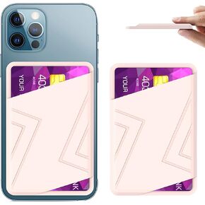 BIAJIYA Phone Card Holder Silicone Wallet Stick-on ID Credit Card Pocket for Smartphones (C-Pink)