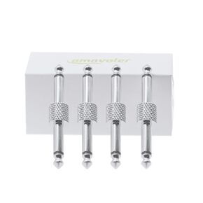 Professional Guitar Pedal Coupler, 1/4 inch TS Guitar Effects Pedal to Pedal Connector Straight Type (4 Pack) (Black)