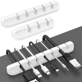 حامل منظم كابلات AHASTYLE 5 فتحات لسلك سطح المكتب ومشابك سلكية لتنظيم كابل USB/سلك الطاقة/سلك المنزل والمكتب والسيارة (وردي)