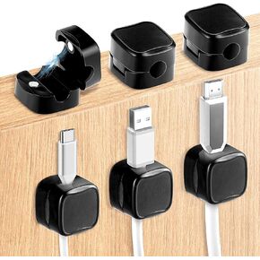 6 Pcs Magnetic Cable Holder, Under Desk Cable Clips Management, Magnetic Cord Organizer, Hide Phone Charging Cable Keeper, Cord Holder for Home Office Desk Phone Car Wall(6 Pcs White)