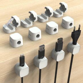 12 Pack Magnetic Cable Clips,Cord Organizer Holder for Home Office Desk Phone Car Wall Desktop Nightstand,Adhesive Wire Holder Keeper Organizer Management(White)
