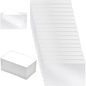 200 Pieces Self-Adhesive Index Card Holder Business Card Pockets with Top Open with 200 Pieces Blank Business Card, Clear Plastic Protector Sleeve for Organizing and Protecting Your Cards or Labels