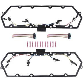 Compatible with Powerstroke Diesel Valve Cover Gasket with Injector Glow Plug Harness Ford Truck 7.3L 1998 1999 2000 2001 2002 2003, OEM F81Z-6584-AA, F81Z-9D930-AB, 615-201