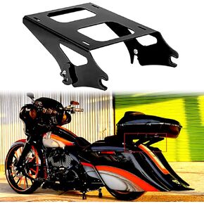 JMTBNO Gloss Black Motorcycle Luggage Rack Detachable Stealth Mounting Compatible for Harley Touring Street Glide Road King Electra Glide 2009-2023