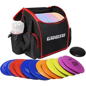 Disc Golf Set with Bag - 12 PCS Flying Disc Golf Discs for Beginner with Putter, Midrange, Driver | Portable Disc Golf Backpack Holds 28+ Discs Free Stand Bag Design for Convenient Use
