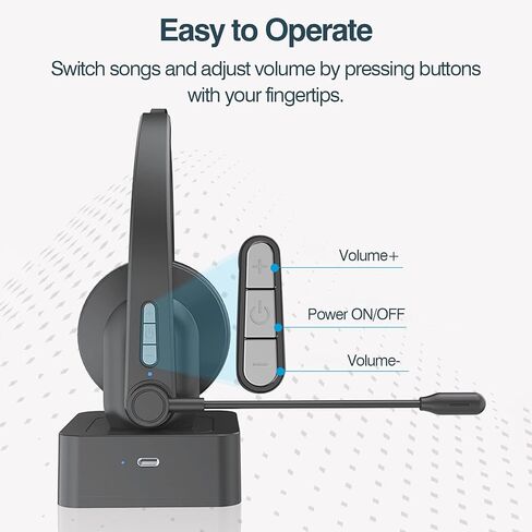 سماعات رأس لاسلكية بتردد 2.4 جيجا هرتز، سماعة رأس على الأذن مع ميكروفون ENC للحد من الضوضاء وعصابة رأس قابلة للتعديل للتحكم في مستوى الصوت مع قاعدة شحن in Kuwait