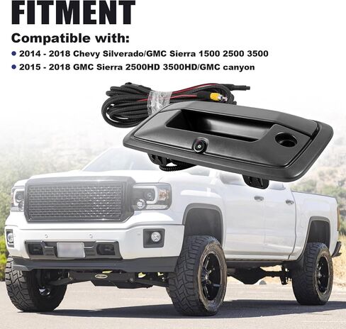 Rear View Camera Car Backup Tailgate Handle Camera Compatible with 2014-2018 Chevy Silverado, GMC Sierra 1500 2015-2018 GMC Sierra 2500HD 3500HD, GMC Canyon, Tailgate Handle with Rear Camera in Saudi Arabia