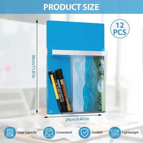 jxgzyy 12 جهاز كمبيوتر شخصي جيوب مغناطيسية PVC المجلدات المغناطيسية الملونة حامل الورق المغناطيسي مع مخطط جيب واضح تخزين البريد حامل الملفات المغناطيسي لخزانة الثلاجة السبورة الحقائب المغناطيسية in Kuwait