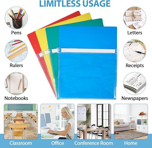 jxgzyy 12 جهاز كمبيوتر شخصي جيوب مغناطيسية PVC المجلدات المغناطيسية الملونة حامل الورق المغناطيسي مع مخطط جيب واضح تخزين البريد حامل الملفات المغناطيسي لخزانة الثلاجة السبورة الحقائب المغناطيسية in Kuwait