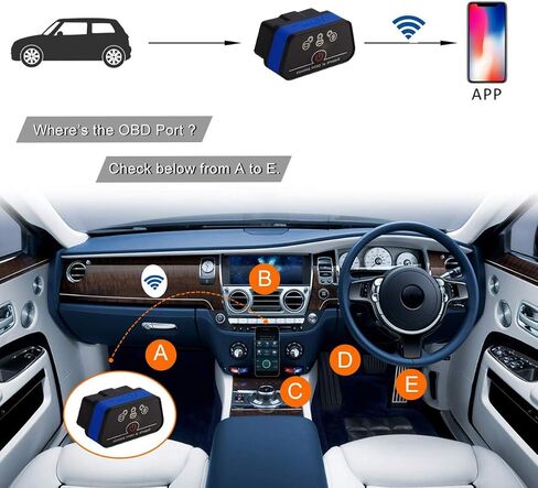 Vgate iCar2 Wi-Fi Adapter OBD2 Scanner Scan Tools Check Engine Light Car Diagnostic Tool for iOS & Android, Auto Sleep (Black) in Kuwait