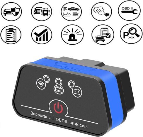 Vgate iCar2 Wi-Fi Adapter OBD2 Scanner Scan Tools Check Engine Light Car Diagnostic Tool for iOS & Android, Auto Sleep (Black) in Kuwait