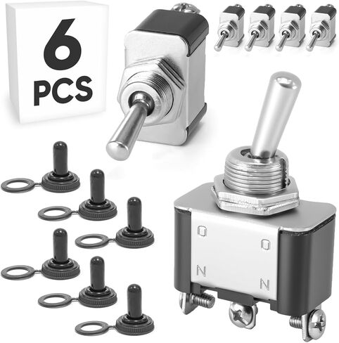 6 قطع تبديل التبديل مع غطاء مقاوم للماء KN3A-102، تشغيل/تشغيل SPDT 3Pin 20A 12 مم/0.47 بوصة مفاتيح هزازة الباكليت شديدة التحمل محطة نحاسية مطلية بالفضة لسيارة السيارات البحرية in Kuwait