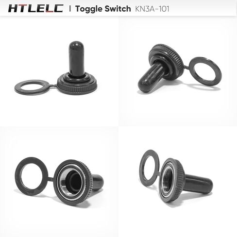 6 قطع تبديل التبديل مع غطاء مقاوم للماء KN3A-102، تشغيل/تشغيل SPDT 3Pin 20A 12 مم/0.47 بوصة مفاتيح هزازة الباكليت شديدة التحمل محطة نحاسية مطلية بالفضة لسيارة السيارات البحرية in Kuwait