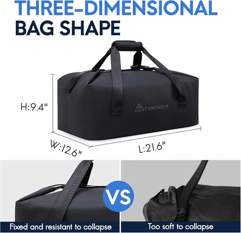 Haimont 100% Waterproof Duffel Bag Airtight Dry Duffel Backpack 840D TPU Heavy Duty Duffle Backpack for Kayaking, SUP, Rafting, Fishing, Adventure, Boating, Black, 45L in Saudi Arabia