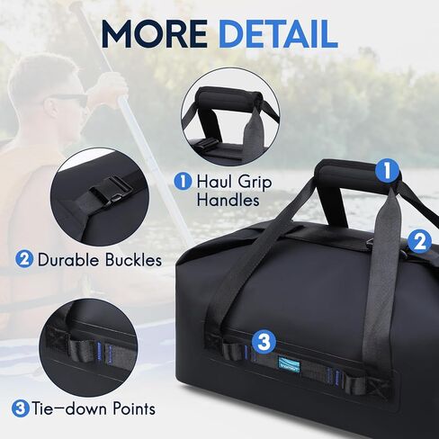 Haimont 100% Waterproof Duffel Bag Airtight Dry Duffel Backpack 840D TPU Heavy Duty Duffle Backpack for Kayaking, SUP, Rafting, Fishing, Adventure, Boating, Black, 45L in Saudi Arabia